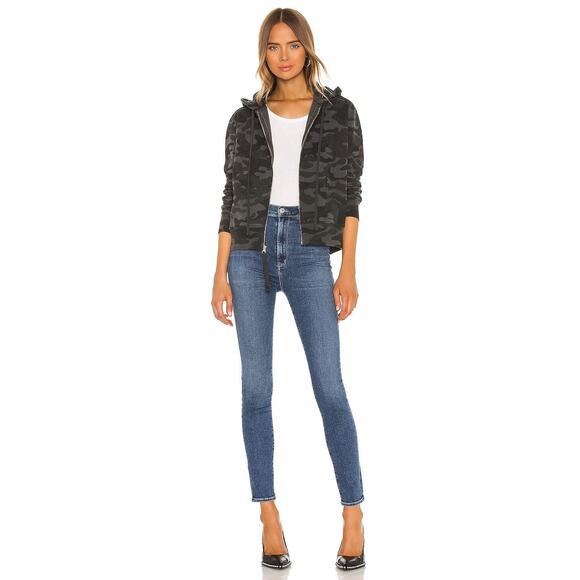 Nili Lotan Callie Sample Distress Open Front Cropped Hoodie Camo Size XS NWOT - Picture 1 of 15